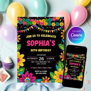 Fiesta Birthday Party Invitation, Mexican Fiesta Theme, Mexican Theme Invitation, Editable Fiesta Party Invitation, Fiesta Invitation, FI10
