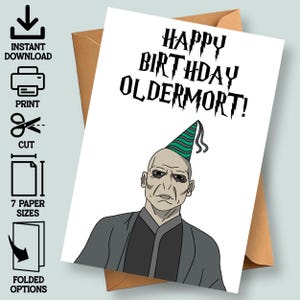 Feliz Aniversário Oldermort - Cartão de Aniversário Engraçado - Download Digital - Para Imprimir