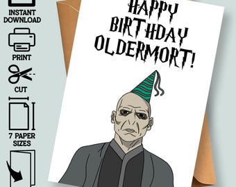 Happy Birthday Oldermort - Funny Birthday Card - Digital Download - Printable