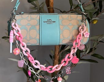 Pink Charm Bag Chain for Coach Bag, Coquette Purse Charm, Handmade  Bag Accessory,  Beaded Purse Charm Chain
