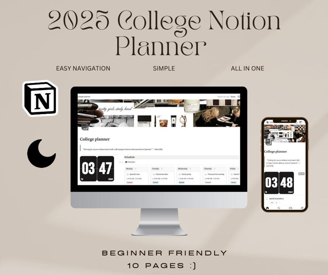 Notion Template Student Planner All in One Life Planner, Notion ...