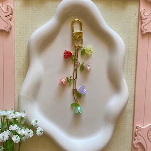 Lily Of The Valley Bag Charm Keychain | Bag Charm | Paperclip | Purse Charm | Floral Keychain | Cute Flowers Keychain | Bridesmaid Gift
