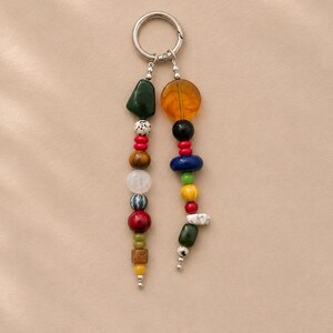 Colorful Beaded Bag Charm, Multicolor Purse Charm, Handmade Handbag Accessory, Unique Beaded Keychain, Boho Bag Charm Gift for Her