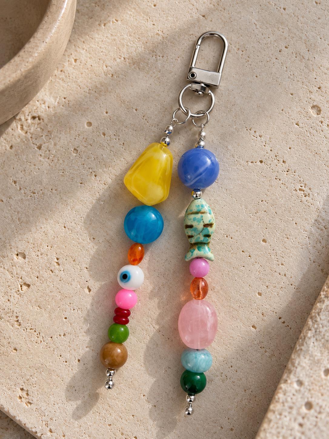 Colorful Beaded Bag Charm Boho Purse Chain Western Cowgirl Handbag Accessory Indie Bohemian Bag Jewelry