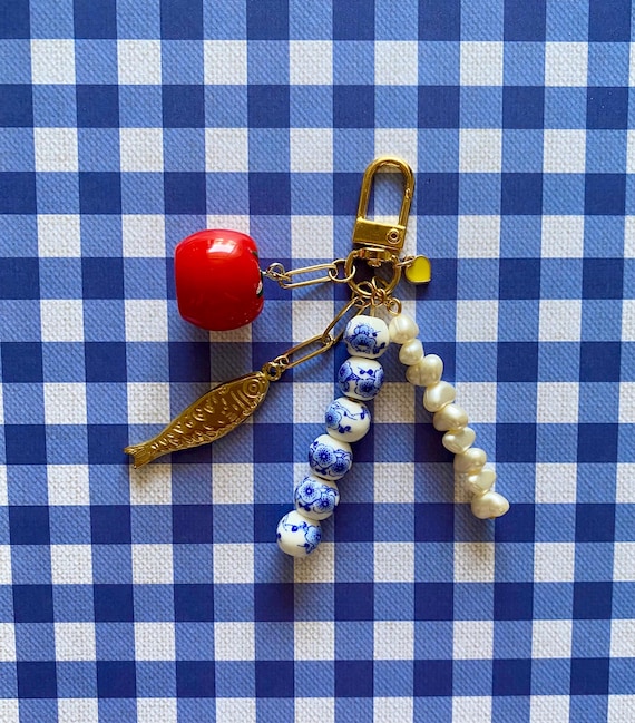 Fish Bag Charm - sardine bag charm sardine pendant gold fish charm keychain Italian summer charm bag charm gold chilli bag charm gold