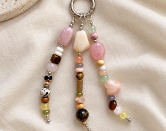 Colgante para bolso con cuentas, colgante colorido para cartera con cuentas, colgante para bolso de mano con cuentas, llavero bohemio, accesorio para bolso con cuentas variadas