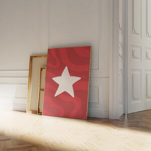 Hand Drawn Star With Red Abstract Background Wall Art, Trendy Wall Prints, Red Abstract Art, Cute Wall Prints, Home Gallery, Printable