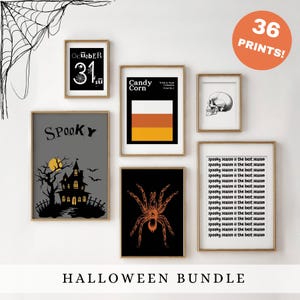 Mega Bundle di 36 stampe murali di Halloween, decorazioni di Halloween, stampe murali alla moda, 36 stampe di Halloween, Home Gallery
