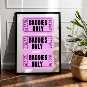 Baddies Only Ticket Print, Vintage Retro Ticket Art, Retro Aesthetic  Decor, Printable Wall Art Trendy, Instant Download, Digital Print