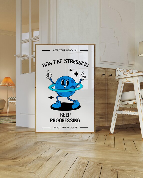 Retro Mascot Print, Motivational Wall Art (Digital Download)
