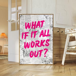 Impressions d&#39;art mural tendance, et si tout allait bien, impressions murales esthétiques rétro, impression numérique tendance art rose preppy affirmation