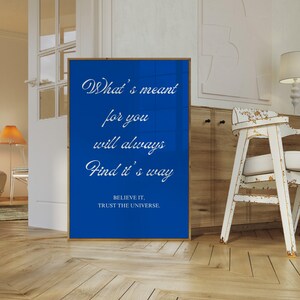 Blue Quote Wall Art Trendy Blue Print Bedroom Decor Uplifting Blue Affirmation Print, Dorm Room Aesthetic, Printable Art, Gallery