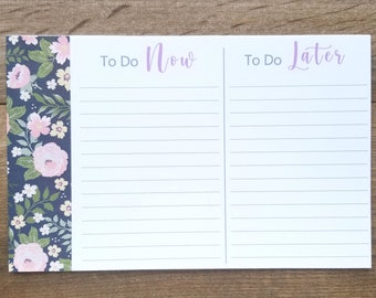 To Do List Note Pad // Pink Flowers