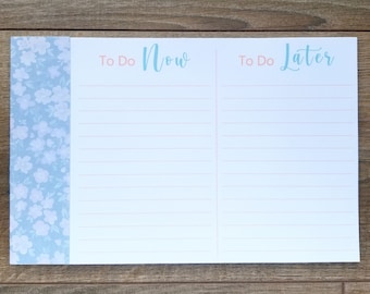 To Do List Note Pad // Blue Flowers