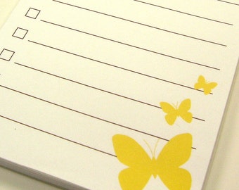 To Do List Magnet NotePad // Yellow Butterfly