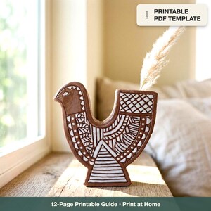 Pottery, Bird Vase Template, 12-Page Printable PDF