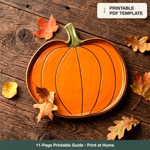 Pottery Template For Pumpkin Platter, 11-Page PDF Guide, A4 And US Letter