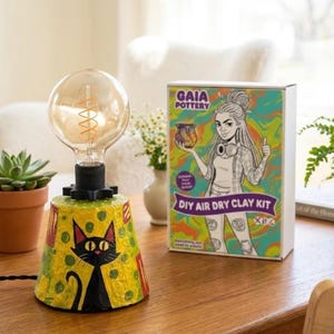 Clay Lamp Kit, Air-Dry Base with Paint, Glaze, Socket