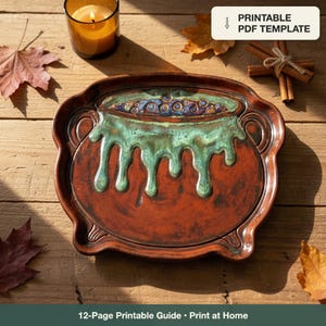 Pottery Template, Cauldron Platter PDF Pattern, Single-Slab A4 and US Letter Guide (Instant download)