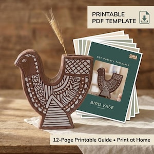 Printable Bird Vase Pottery Template PDF, Stoneware Slab Building Pattern, Handbuilt Vase  Guide