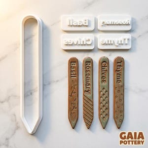 Herb Marker Stamps, 3D Printed PLA Clay Cutter Set