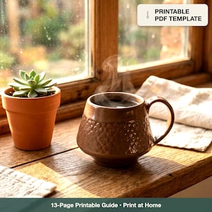 Slab Mug Template, Double-Level Stoneware PDF Guide, Digital Download
