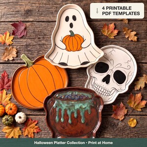 Pottery Templates, Halloween Platter Patterns PDF Bundle, A4 And US Letter