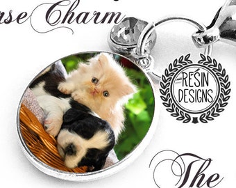 Custom Pet Photo Two-Sided Memorial Charm, Personalized Purse Key Fob, Wedding Gift Bouquet Charm, Hang Tag, Memory Charm