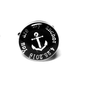 Custom Date Anchor Wedding Cuff Links, Personalized Nautical Wedding Cufflinks, Fiance Gift, Anniversary Gift, Grooms Gift, Mens Accessories