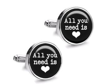 All You Need is LOVE Wedding Cufflinks, Grooms Cufflinks, Fiance Gift, Wedding Gift for Him, Beatles, Wedding Cufflinks