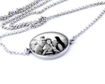 Adjustable Personalized Necklace, Stainless Steel Custom Birthday Gift for Her, Photo Wedding Jewelry, Picture Gift for Mom, Anniversary