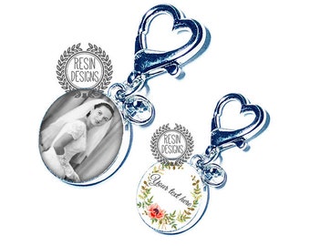 Wedding Bouquet Custom Photo Charm, Personalized Picture Charm, Something Blue Gift for the Bride, Bouquet Brooch, Bridal Bouquet Pin