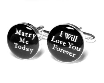 Wedding Cufflinks - Marry Me Today Cuff Links, Fiance Gift, Groom Cufflinks, Men Cufflinks, Grooms Gift, Photo Cufflinks, Handmade Cufflinks