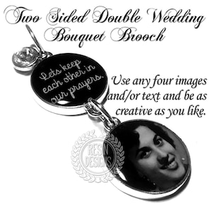 Crystal Photo Wedding Bouquet Charm, Custom Gift for the Bride, Personalized Brooch, Memorial Pin, Bridal Bouquet Picture Memory Charm image 3