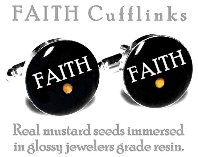 Real Mustard Seed Faith Wedding Cufflinks, Groom Fiance Gift, Grooms Cuff Links, Religious, Christian, Catholic,  Anniversary
