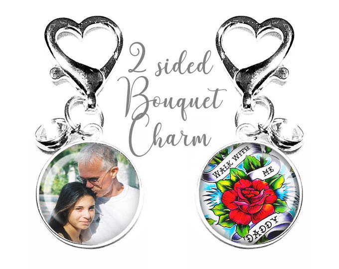 Custom Photo Memorial Charm, Personalized Wedding Bouquet Memory Charm,  Lucky Six Pence, Gift for the Bride, Bridal Brooch, Purse Charm