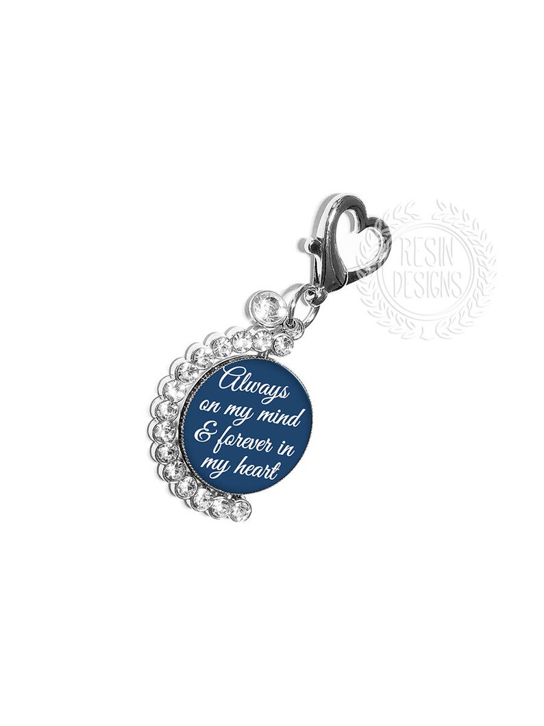 Wedding Memorial Pin Picture Bouquet Charm Something Blue Custom Photo Bouquet Charm Personalized Spinning Memory Picture Brooch