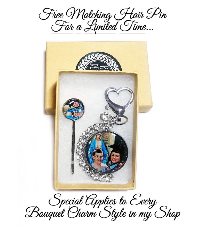 Something New Custom Picture Memory Brooch Wedding Bouquet Crystal Bridal Photo Charm Personalized Memorial Charm Brides Bouquet Pin