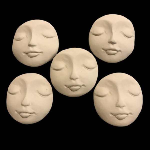 5 - Size 1.25 inch Female Face,  Eyes Closed