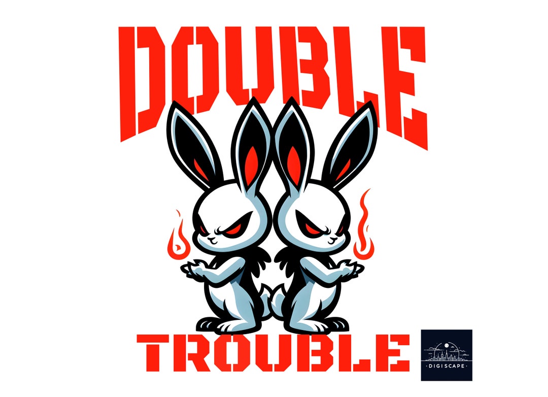 Twins Evil Bunny PNG: Double Trouble Sublimation Design (digital ...
