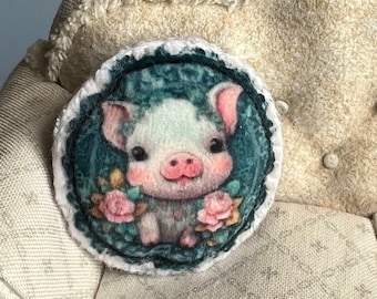 Tiny pig miniature pillow dollhouse decor | 1:12 scale | hand sewn round velvet fabric, cute animal mini decor, Tiny Urchin