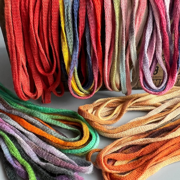 16 yards Fine cotton knit tubing trim - hand dyed - perfect for making miniatures