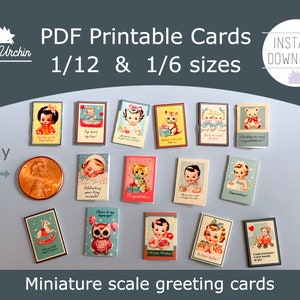 Biglietti d'auguri in miniatura per neonati - Biglietti di congratulazioni - Progetto cartaceo stampabile fai da te per casa delle bambole in scala 1/12 e 1/6 - Download immediato