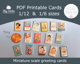 Miniature New baby greeting cards - Congratulations notecards - 1/12 and 1/6 scale DIY dollhouse printable paper project - Instant download