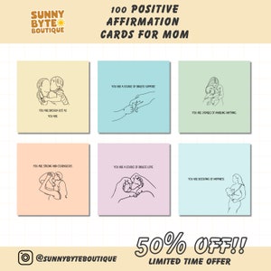 Moederbevestigingskaarten, kaart positieve bevestiging afdrukbaar, minimalistisch afdrukbaar, motiverende citaat, cadeau voor moeder, moedercitaten, png, pdf