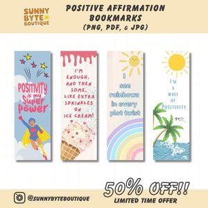 Inspirational Bookmarks, Cute Bookmarks, Digital Bookmarks, Printable bookmarks, Booklover gift, Affirmation Printables, Instant Download