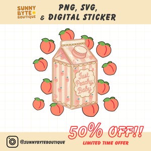 Kawaii Peach, Just Peachy, Peach Aesthetic, Kawaii Milk Carton, Peachy Vibes PNG, pastel sticker, svg, png, stickerbestand, digitale download