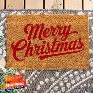 Merry Christmas Door Mat, Christmas Sign, Front Porch Decor, Bright Christmas, Christmas Design, Outdoor Mat, Seasonal Decor, Home Door Mat