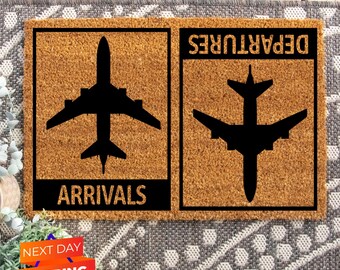 Arrivals Departures Plane Doormat, Travel Lover Gift