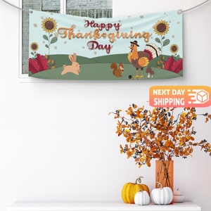 Happy Thanksgiving Banner, Happy Thanksgiving Sign, Holiday Party Decorations, Thanksgiving Banner, Thanksgiving Decor, Holiday Banner